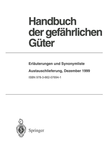 Handbuch der gefährlichen Güter Erläuterungen und Synonymliste