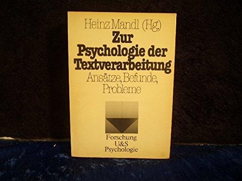 Zur Psychologie der Textverarbeitung Ansätze, Befunde, Probleme
