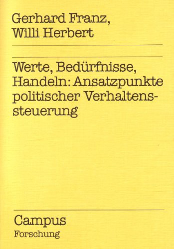 Werte, Bedürfnisse, Handeln Ansatzpunkte politischer Verhaltenssteuerung