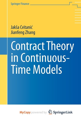 Contract Theory in Continuous-Time Models