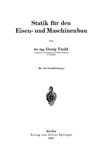 Statik für den Eisen- und Maschinenbau (German Edition)