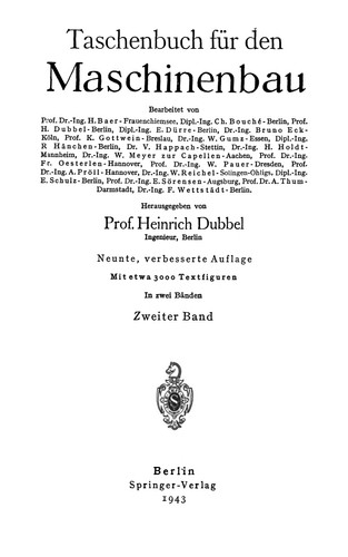Taschenbuch für den Maschinenbau Zweiter Band