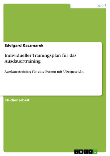 Individueller Trainingsplan für das Ausdauertraining Ausdauertraining für eine Person mit Übergewicht