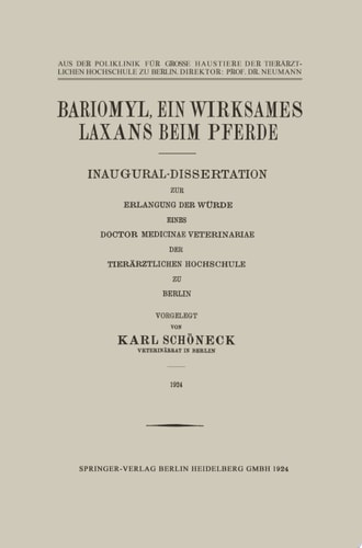 Bariomyl, Ein Wirksames Laxans beim Pferde Inaugural-Dissertation