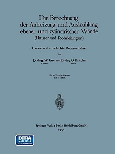 Die Berechnung der Anheizung und Auskühlung ebener und zylindrischer Wände (Häuser und Rohrleitungen) Theorie und vereinfachte Rechenverfahren