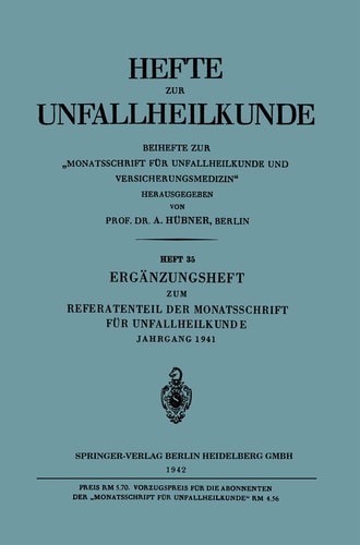Ergänzungsheft zum Referatenteil der Monatsschrift für Unfallheilkunde (Hefte zur Unfallheilkunde) (German Edition)
