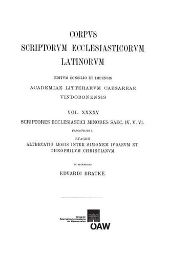 Evagrius Altercatio Legis Inter Simonem Iudaum et Theophilum Christianum