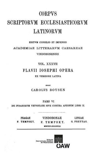Cassiodorus. Contra Apionem
