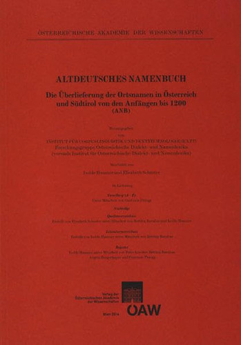 Altdeutsches Namenbuch: Vorarlberg (A-Z) : Nachträge ; Quellenverzeichnis , Literaturverzeichnis ; Register