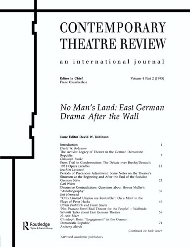 No Man's Land East German Drama After the Wall