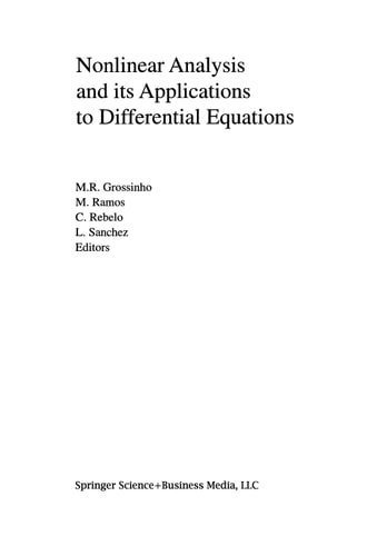 Nonlinear Analysis And Its Applications To Differential Equations