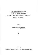 Untersuchungen zum Klavierwerk Bernd Alois Zimmermanns (1918-1970) (Kölner Beiträge zur Musikforschung) (German Edition)
