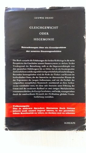 Gleichgewicht oder Hegemonie Betrachtungen über ein Grundproblem der neueren Staatengeschichte