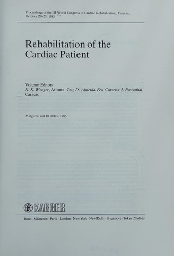 Rehabilitation of the Cardiac Patient (Advances in Cardiology, Vol. 33)