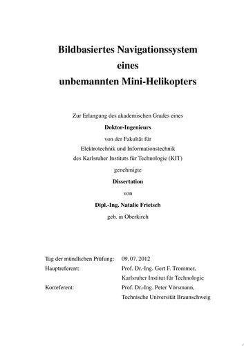 Bildbasiertes Navigationssystem Eines Unbemannten Mini-Helikopters