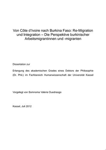 Von Côte d'Ivoire nach Burkina Faso: Re-Migration und Integration - Die Perspektive burkinischer Arbeitsmigrantinnen und -migranten