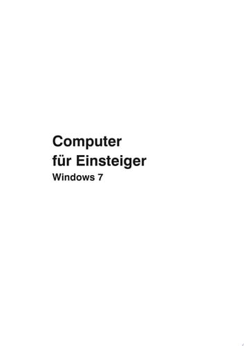 Computer für Einsteiger mit Windows 7