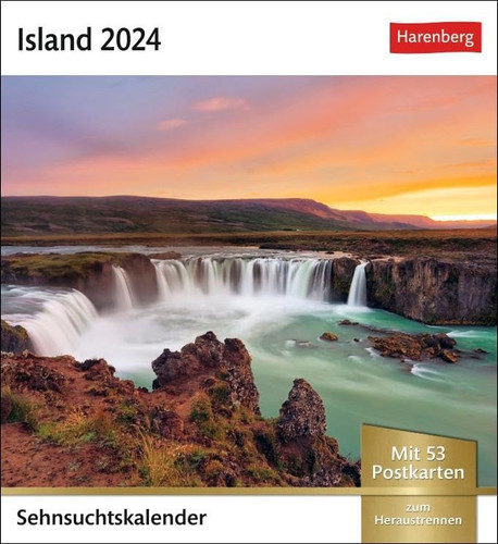 Island Sehnsuchtskalender 2024 Wochenkalender mit 53 Postkarten
