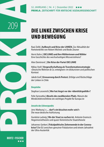 Die Linke zwischen Krise und Bewegung PROKLA 209/52. Jg., Heft 4, Dezember 2022