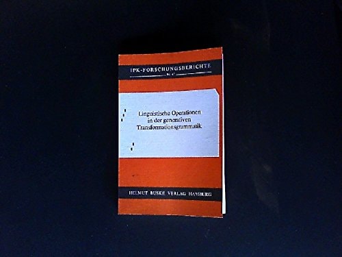 Linguistische Operationen in der generativen Transformationsgrammatik
