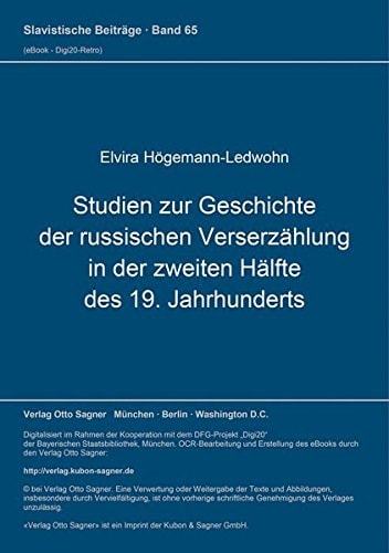 Studien zur Geschichte der russischen Verserzählung in der zweiten Hälfte des 19. Jahrhunderts