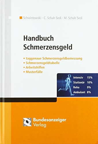 Handbuch Schmerzensgeld taggenaue Schmerzensgeldbemessung, Schmerzensgeldtabelle, Arbeitshilfen, Musterfälle ; [Intensiv 15%, Stationär 10%, Reha 9%, Ambulant 8%]