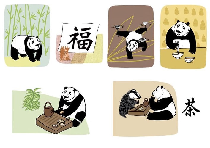 Drachenpost Postkartenset "Panda": 24 Stück in hochwertiger Box