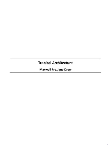 Tropical Architecture