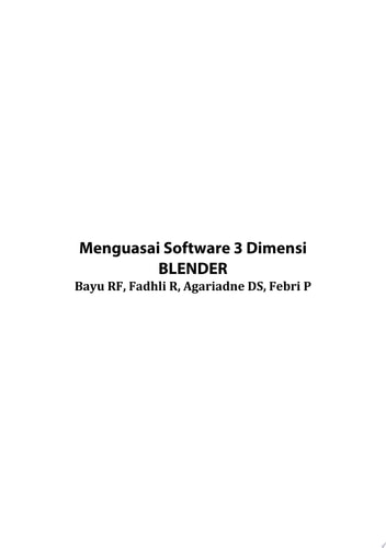 Menguasai Software 3 Dimensi BLENDER