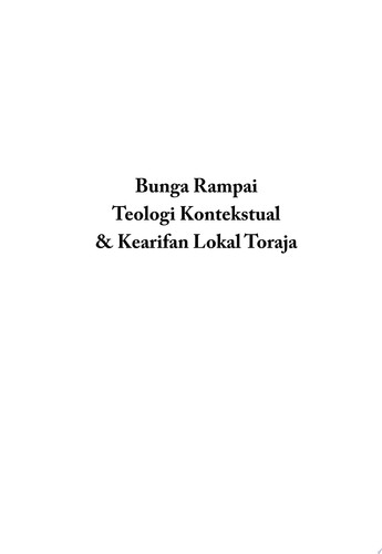 Teologi Kontekstual dan Kearifan Lokal Toraja