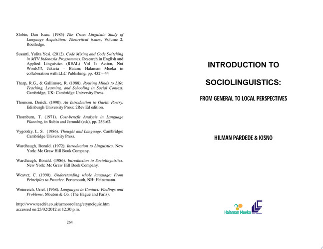 Introduction to Sociolinguistics From General to Local Perspectives