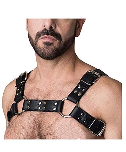Plswg Ibhjc Black Club Wear Costumes for Men with Black Strap Adjustable Leather Band