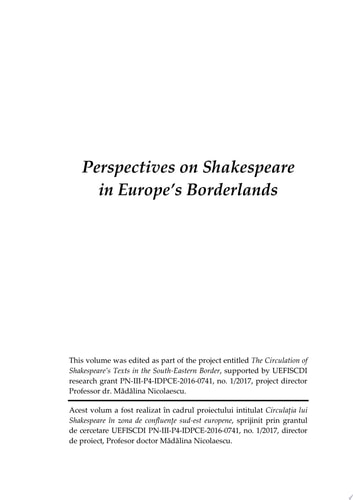 PERSPECTIVES ON SHAKESPEARE IN EUROPE’S BORDERLANDS