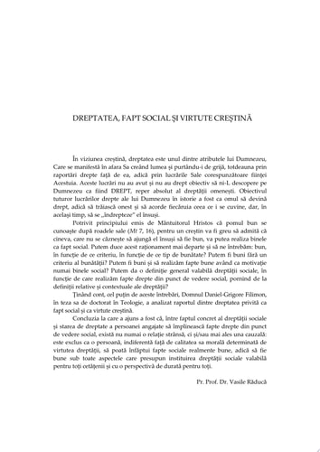 Dreptatea, fapt social şi virtute creştină