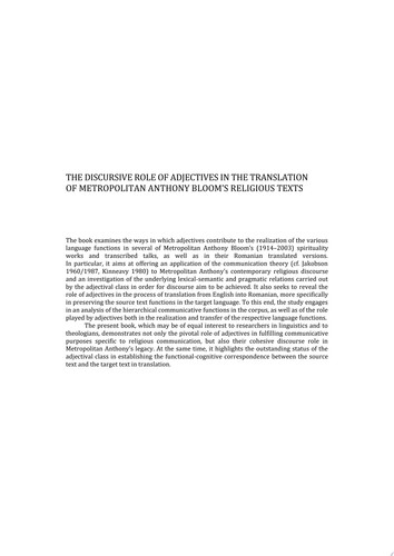 The discursive role of adjectives in the translation of Metropolitan Anthony Bloom's religious texts