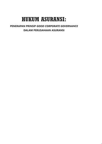 Hukum Asuransi : Penerapan Prinsip Good Corporate Governance dalam Perusahaan Asuransi