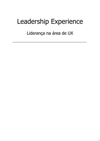 Leadership Experience Liderança na área de UX