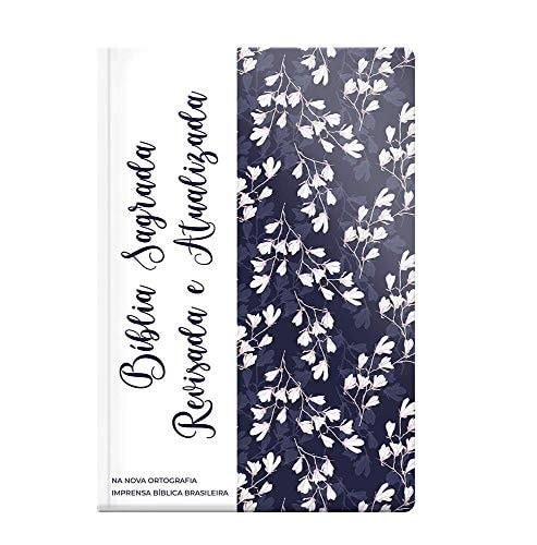 Bíblia revisada e atualizada gigante - Semi luxo flor marinho
