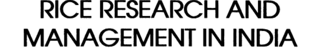 Rice Research and Management in India Research. Management