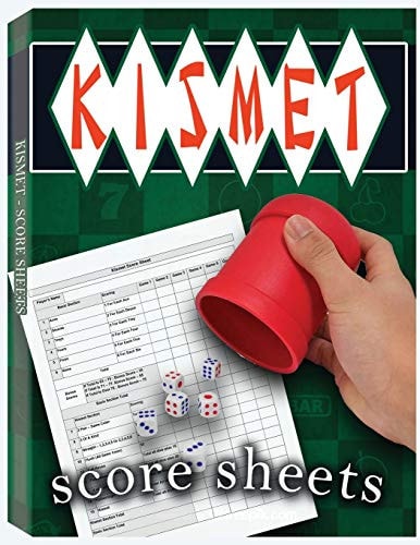 Kismet Score Sheets 100 Kismet Score Pads, Kismet Dice Game Score Book, Kismet Dice Game Score Sheets