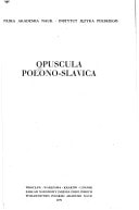 Opuscula Polono-Slavica (Polish Edition)