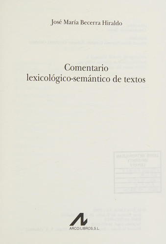 Comentario lexicológico-semántico de textos