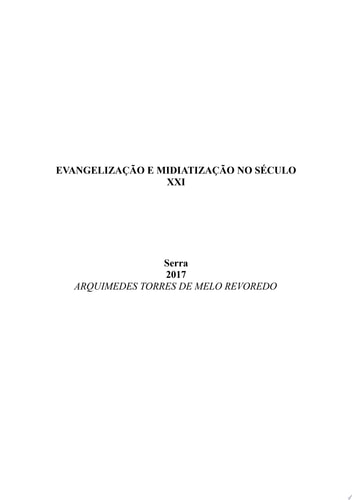 Evangelização E Midiatização No Século Xxi