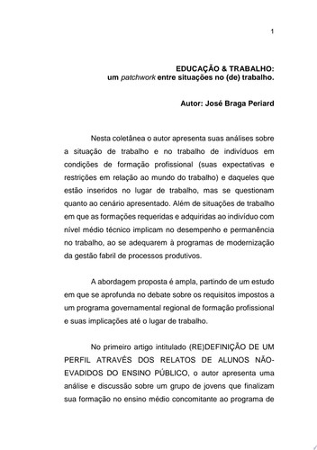 Educação & Trabalho: