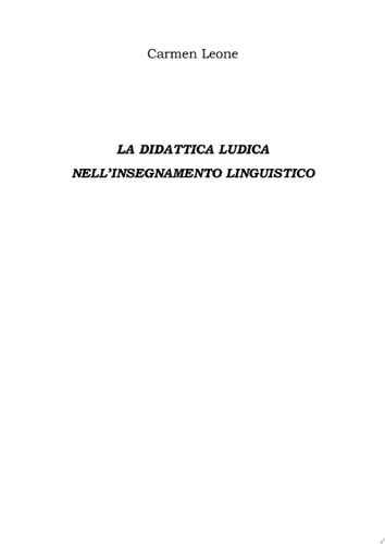 La Didattica Ludica Nell'insegnamento Linguistico