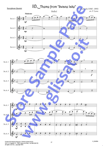 Eb Alto Sax 1 part of "10 Romantic Pieces" for Alto Saxophone Quartet easy for beginners/intermediate