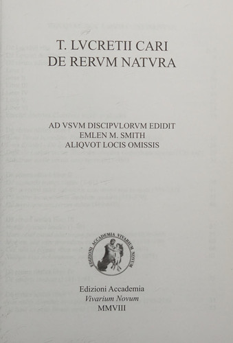 T. Lucretii Cari : De rerum natura