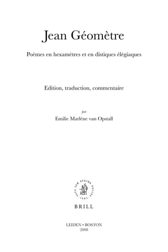 Jean Géomètre poèmes en hexamètres et en distiques élégiaques