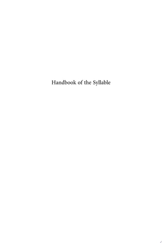 Handbook of the Syllable