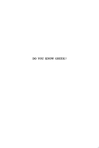 Do You Know Greek? How Much Greek Could the First Jewish Christians Have Known?